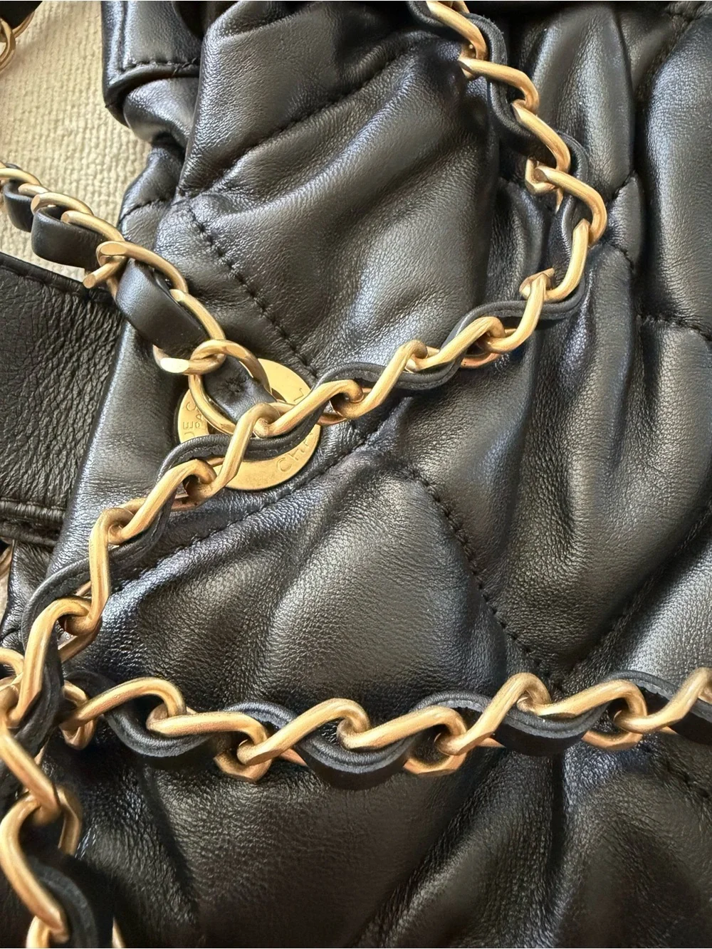 CHANEL 25k Bow Bag Medium Black Quilted Shoulder Bag with Gold CC